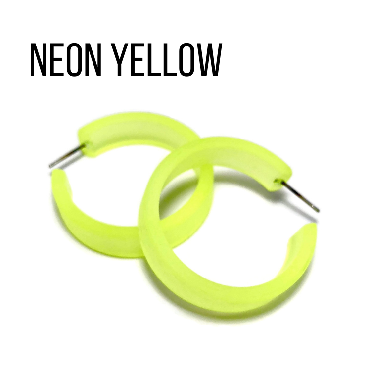 Portland Frosted Lucite Hoop Earrings Neon Yellow Portland Hoops by Leetie Lovendale | Fleurcouture