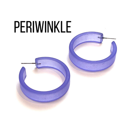 Portland Frosted Lucite Hoop Earrings Periwinkle Portland Hoops by Leetie Lovendale | Fleurcouture