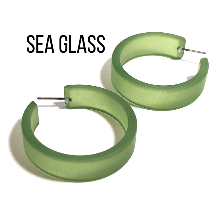 Portland Frosted Lucite Hoop Earrings Sea Glass Portland Hoops by Leetie Lovendale | Fleurcouture