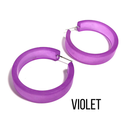 Portland Frosted Lucite Hoop Earrings Violet Portland Hoops by Leetie Lovendale | Fleurcouture