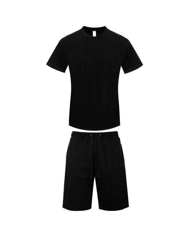 Premium Heavy Weight Single Jersey Short Set Black S by Generation XYZ | Fleurcouture