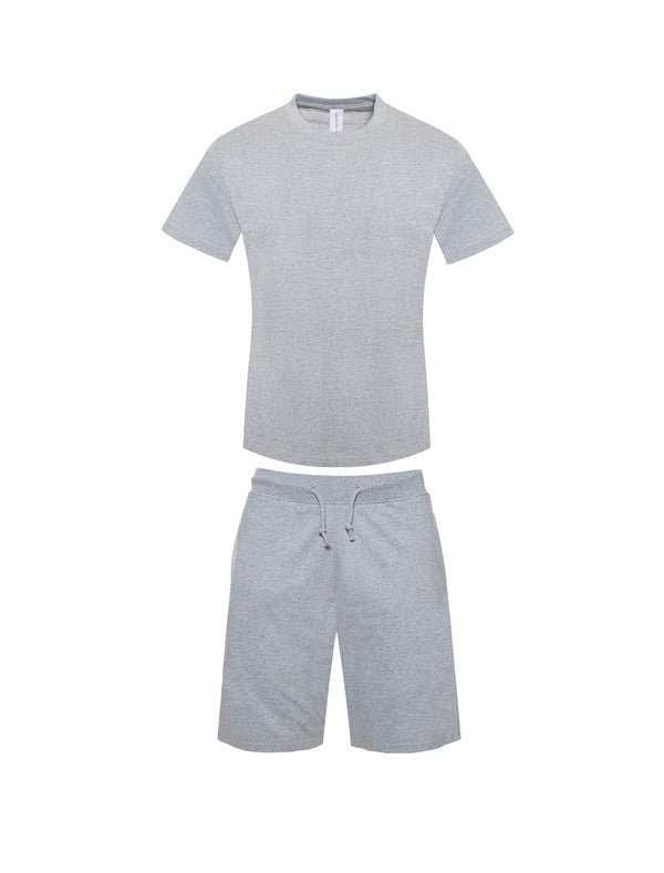 Premium Heavy Weight Single Jersey Short Set Heather Grey S by Generation XYZ | Fleurcouture
