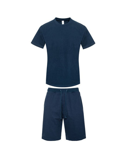 Premium Heavy Weight Single Jersey Short Set Navy M by Generation XYZ | Fleurcouture