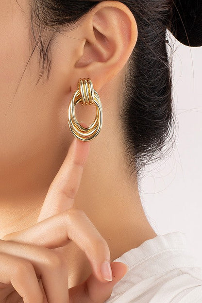 Premium Trio Metal Knot and Hoop Earrings one size Accessories by LA3accessories | Fleurcouture