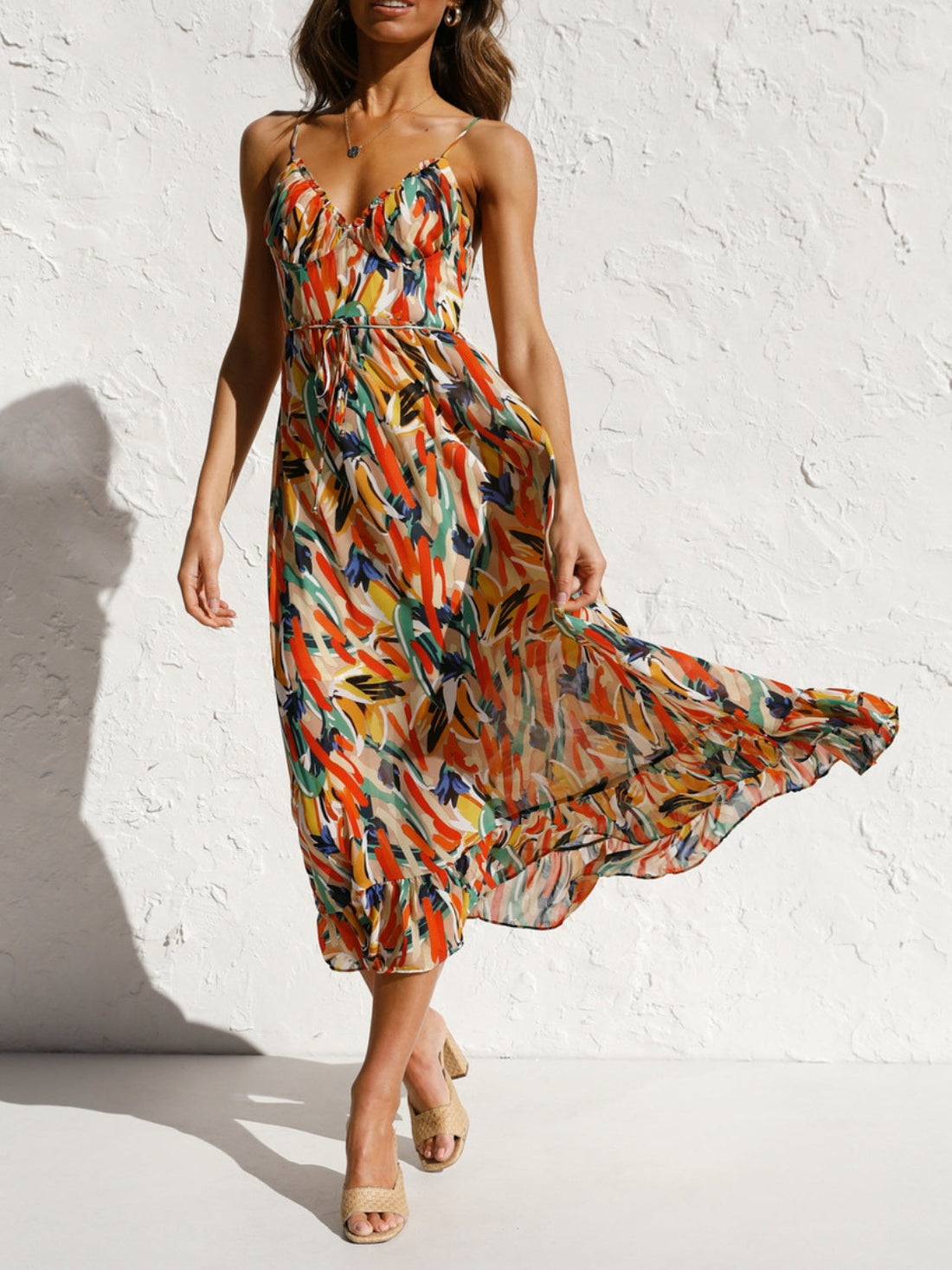 Printed Sleeveless Midi Cami dress Dresses by Trendsi | Fleurcouture