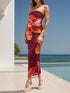 Printed Tube Sleeveless Maxi Dress Burgundy S Women&