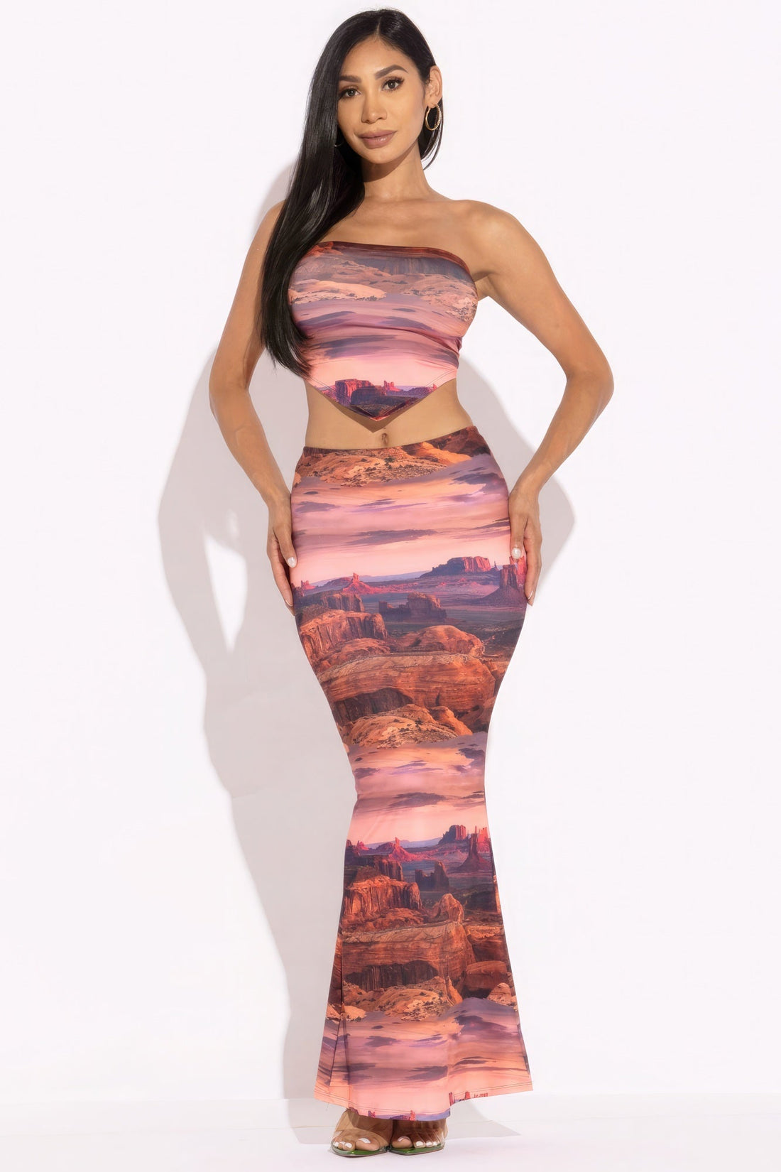 Printed Tube Top And Maxi Skirt by Fleurcouture | Fleurcouture