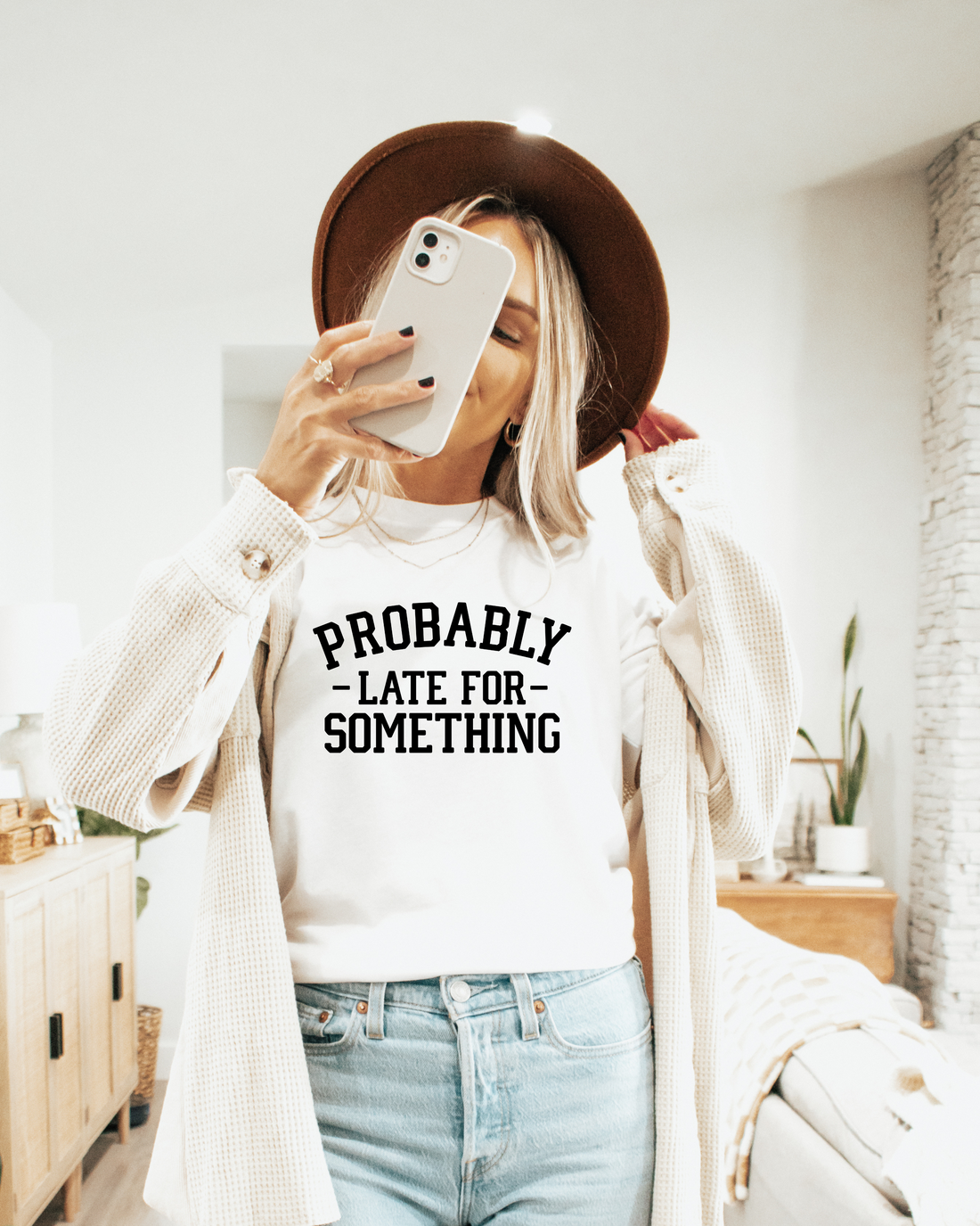 PROBABLY LATE FOR SOMETHING TEE (BELLA CANVAS) by LL | Fleurcouture