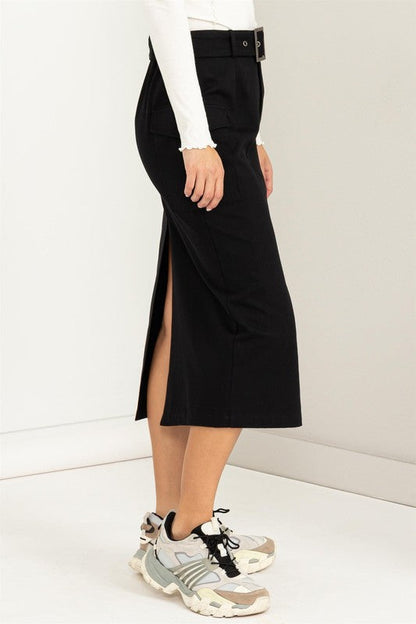 Professional Poise Buckled Belt Cargo Skirt by HYFVE | Fleurcouture