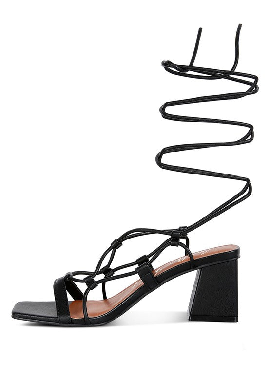 Provoked Lace Up Block Heeled Sandals by Rag Company | Fleurcouture