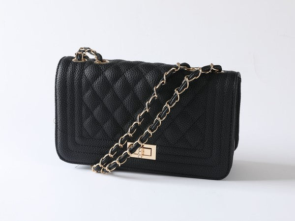 PU LEATHER QUILTED FASHION BAG BKBK/BLACK Os by Bella Chic | Fleurcouture