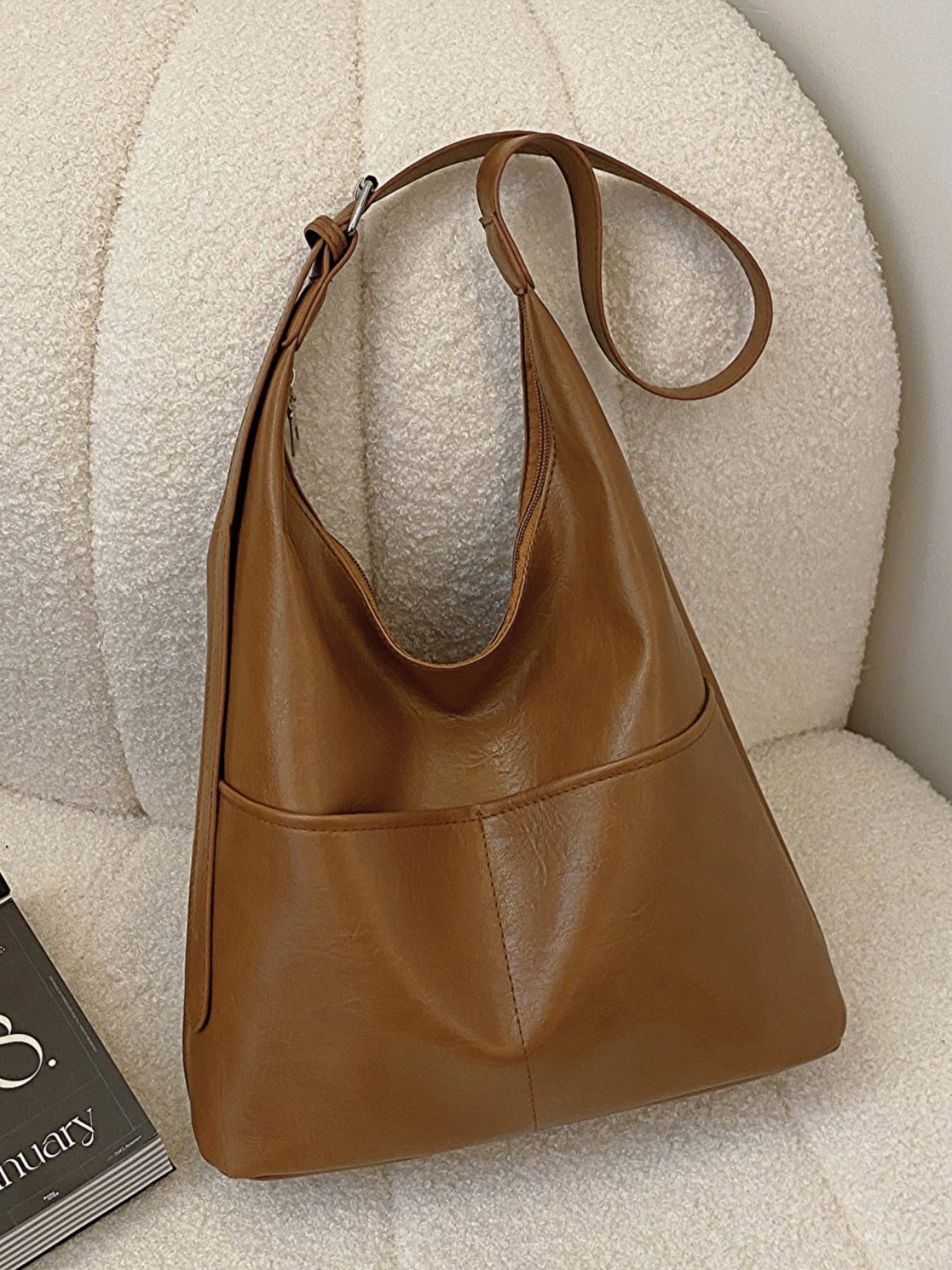 PU Leather Shoulder Bag Caramel One Size Bags by Trendsi | Fleurcouture