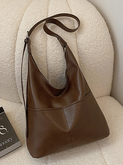 PU Leather Shoulder Bag Chocolate One Size Bags by Trendsi | Fleurcouture