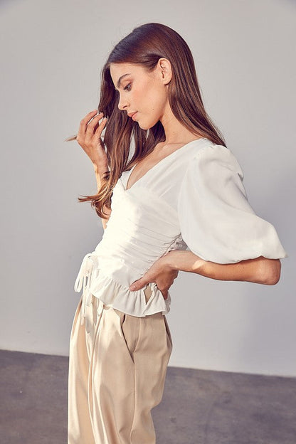 Puff Sleeve Cinched Top by Do + Be Collection | Fleurcouture