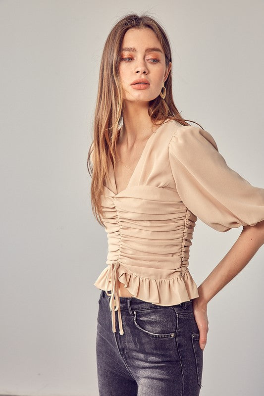 Puff Sleeve Cinched Top by Do + Be Collection | Fleurcouture