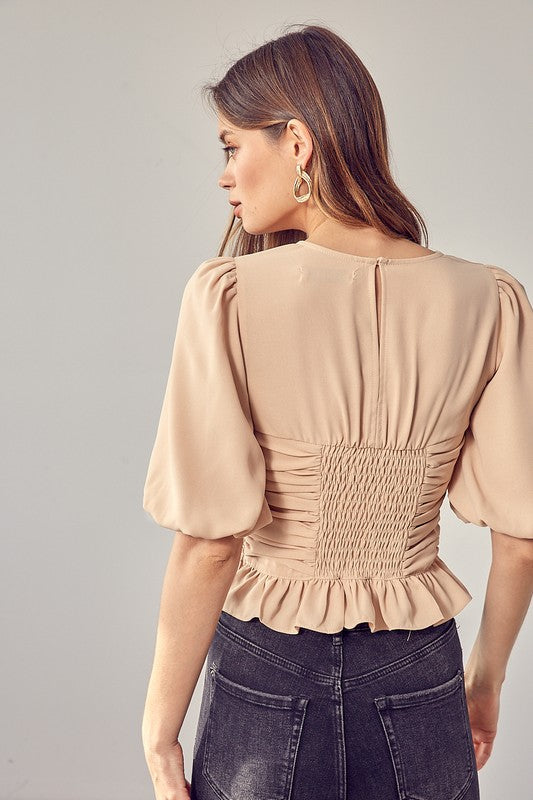 Puff Sleeve Cinched Top by Do + Be Collection | Fleurcouture