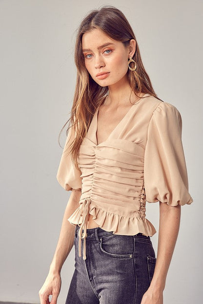 Puff Sleeve Cinched Top by Do + Be Collection | Fleurcouture