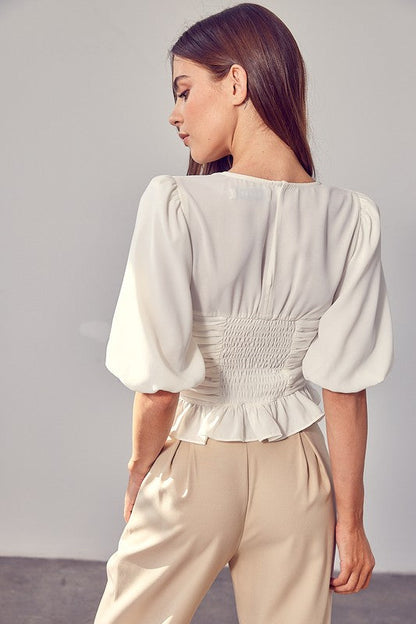 Puff Sleeve Cinched Top by Do + Be Collection | Fleurcouture