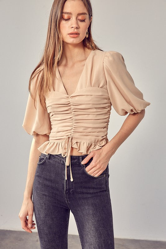 Puff Sleeve Cinched Top by Do + Be Collection | Fleurcouture