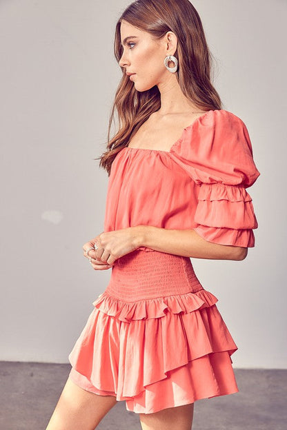 Puff Sleeve Smocked Waist Romper by Do + Be Collection | Fleurcouture