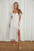 Puff Sleeved Tied Front Midi Dress WHITE XS by One and Only Collective Inc | Fleurcouture