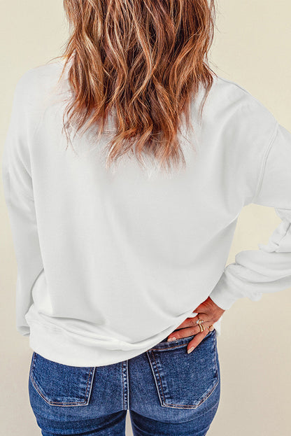 Pumpkin &amp; Bow Graphic Long Sleeve Sweatshirt White Sweater by Trendsi | Fleurcouture