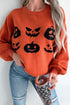 Pumpkin Pattern Round Neck Sweater Orange S Sweater by Trendsi | Fleurcouture