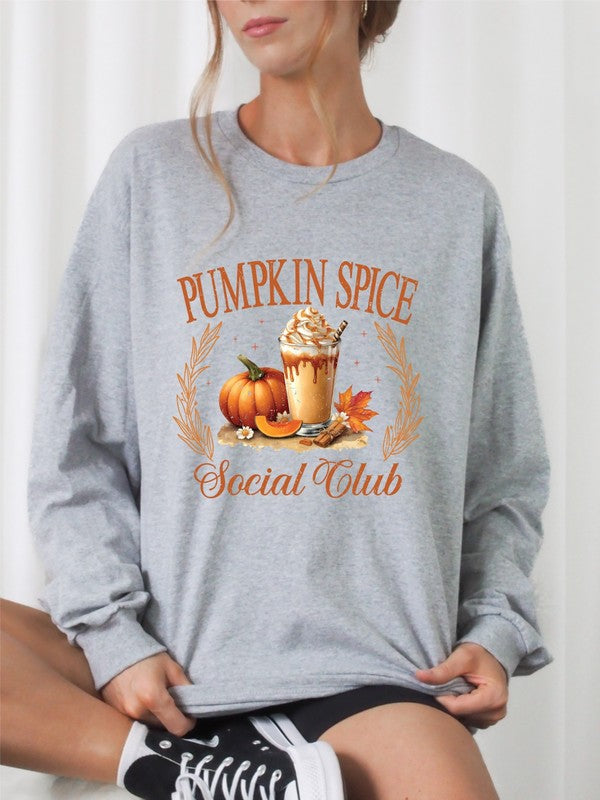 Pumpkin Spice Social Club Crew Neck Sweatshirt by Ocean and 7th | Fleurcouture