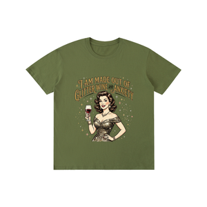 Iammadeoutofglitterwineandanxiety,retro,1950s,funny,sarcastic,tee,tshirt