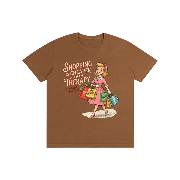 Shoppingischeaperthantherapy,funny,sarcastic,retro,1950s,tee,tshirt