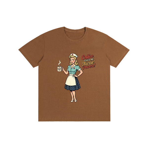 Coffeegivesmenursepowers,nurse,retro,funny,sarcastic,coffee,tee,tshirt