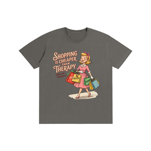 Shoppingischeaperthantherapy,funny,sarcastic,retro,1950s,tee,tshirt