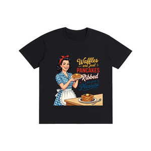 Wafflesarejustribbedpancakes,funny,sarcastic,1950s,retro,tee,tshirt
