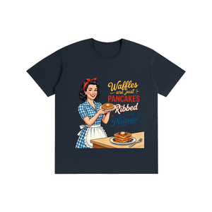 Wafflesarejustribbedpancakes,funny,sarcastic,1950s,retro,tee,tshirt