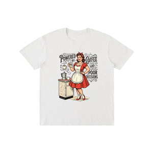 Poweredbycoffeeandbaddecisions,funny,sarcastic,retro,1950s,tee,tshirt