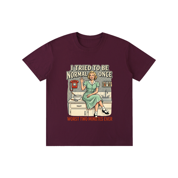itriedtobenormalonce,funny,sarcastic,retro,1950s,tee,tshirt