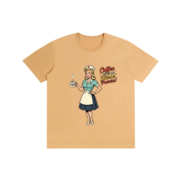 Coffeegivesmenursepowers,nurse,retro,funny,sarcastic,coffee,tee,tshirt