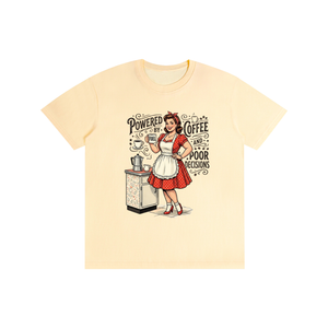 Poweredbycoffeeandbaddecisions,funny,sarcastic,retro,1950s,tee,tshirt
