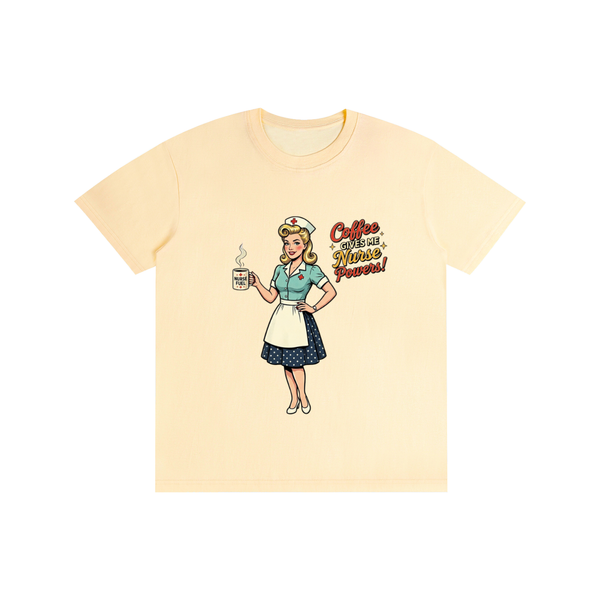 Coffeegivesmenursepowers,nurse,retro,funny,sarcastic,coffee,tee,tshirt