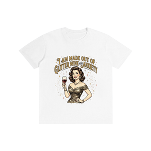 Iammadeoutofglitterwineandanxiety,retro,1950s,funny,sarcastic,tee,tshirt