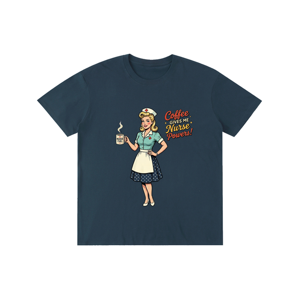 Coffeegivesmenursepowers,nurse,retro,funny,sarcastic,coffee,tee,tshirt