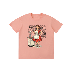 Poweredbycoffeeandbaddecisions,funny,sarcastic,retro,1950s,tee,tshirt