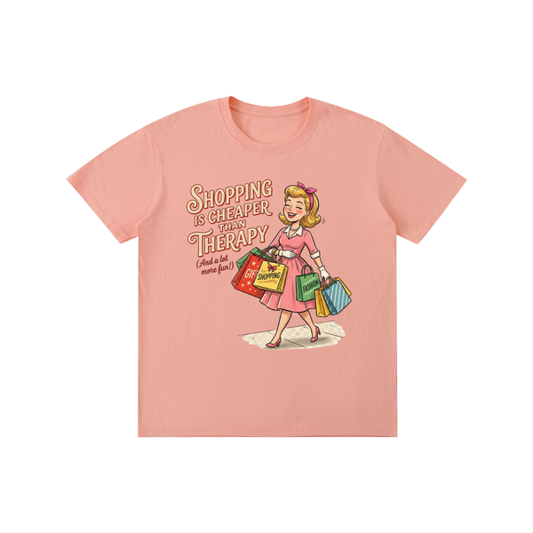 Shoppingischeaperthantherapy,funny,sarcastic,retro,1950s,tee,tshirt