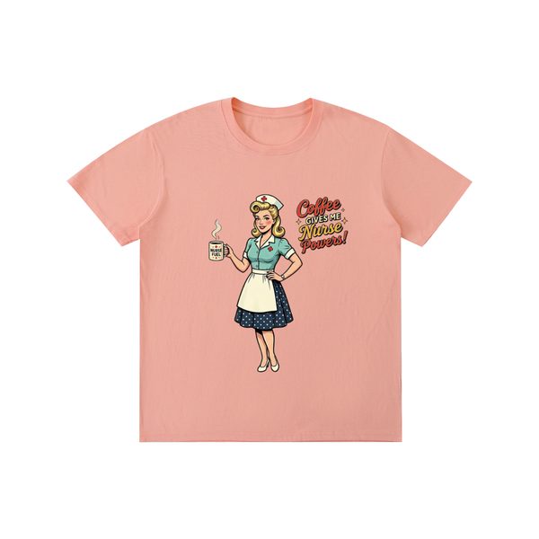Coffeegivesmenursepowers,nurse,retro,funny,sarcastic,coffee,tee,tshirt