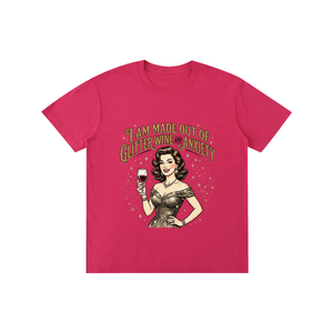 Iammadeoutofglitterwineandanxiety,retro,1950s,funny,sarcastic,tee,tshirt