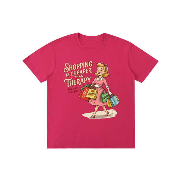 Shoppingischeaperthantherapy,funny,sarcastic,retro,1950s,tee,tshirt