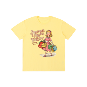 Shoppingischeaperthantherapy,funny,sarcastic,retro,1950s,tee,tshirt