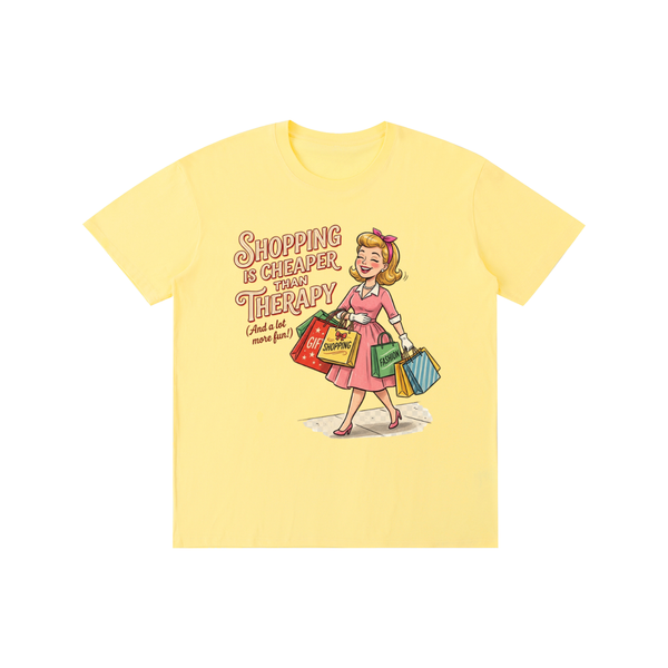 Shoppingischeaperthantherapy,funny,sarcastic,retro,1950s,tee,tshirt