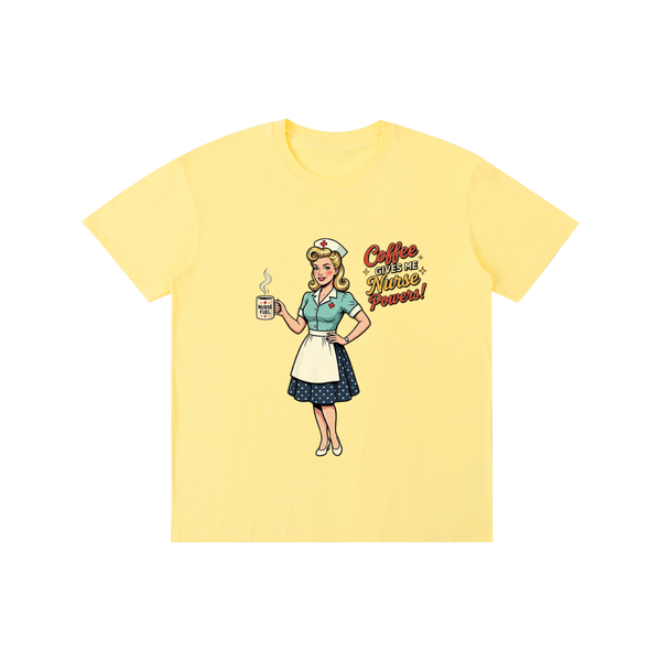 Coffeegivesmenursepowers,nurse,retro,funny,sarcastic,coffee,tee,tshirt