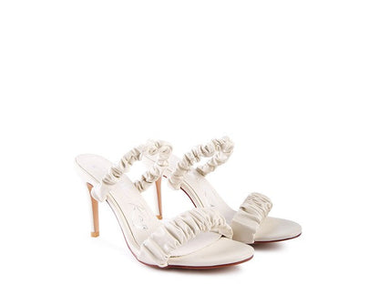 QUALIE GATHERED AROUND SLIP-ON HEELED SANDAL by Rag Company | Fleurcouture